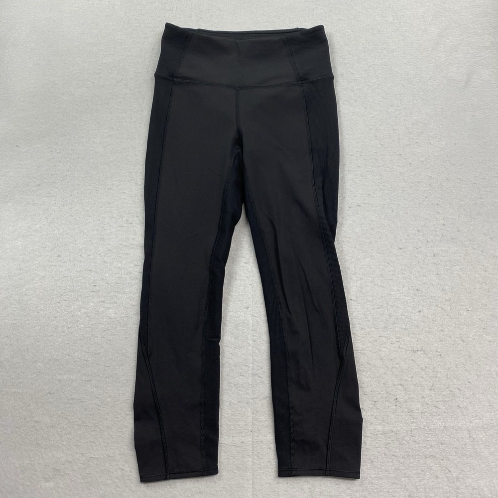 Lululemon Pants Women 6 Black On Your Mark Crop Athleisure Yoga Running Leggings